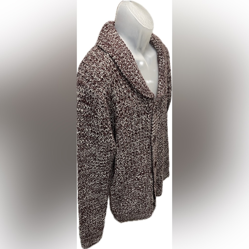 True Rock NWT Large Knit Cardigan Sweater Dark Red Burgundy White Button Down - Picture 4 of 7